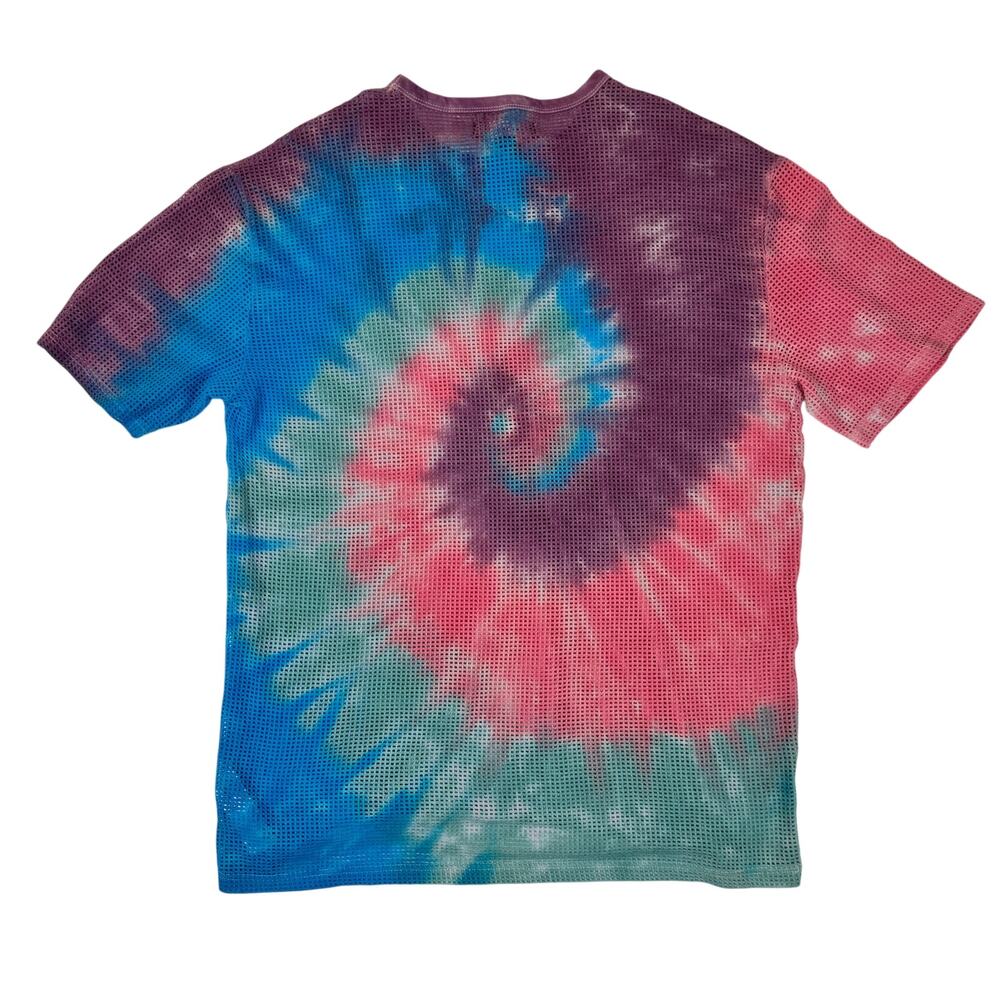 Mesh Tie Dye T-Shirt Men's Medium Y2K Rave Festival Sheer Net Top Grunge 90s - Picture 2 of 11